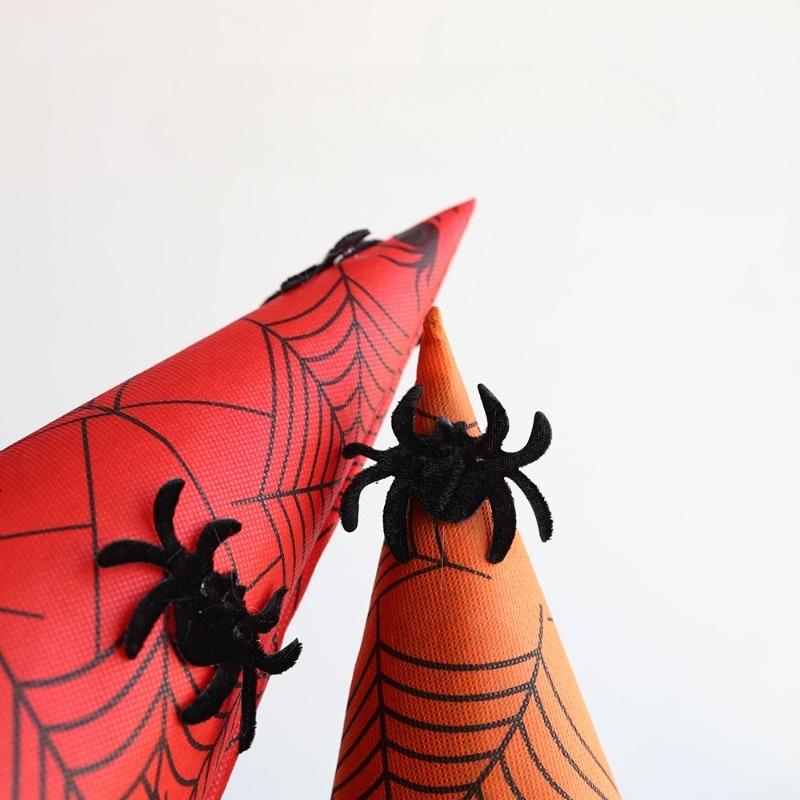 Halloween Witch Hat Makeup Costume Props Cosplay Dance Witch Hat Mesh Sticky Spider Wizard Hat Halloween Decorations for Home