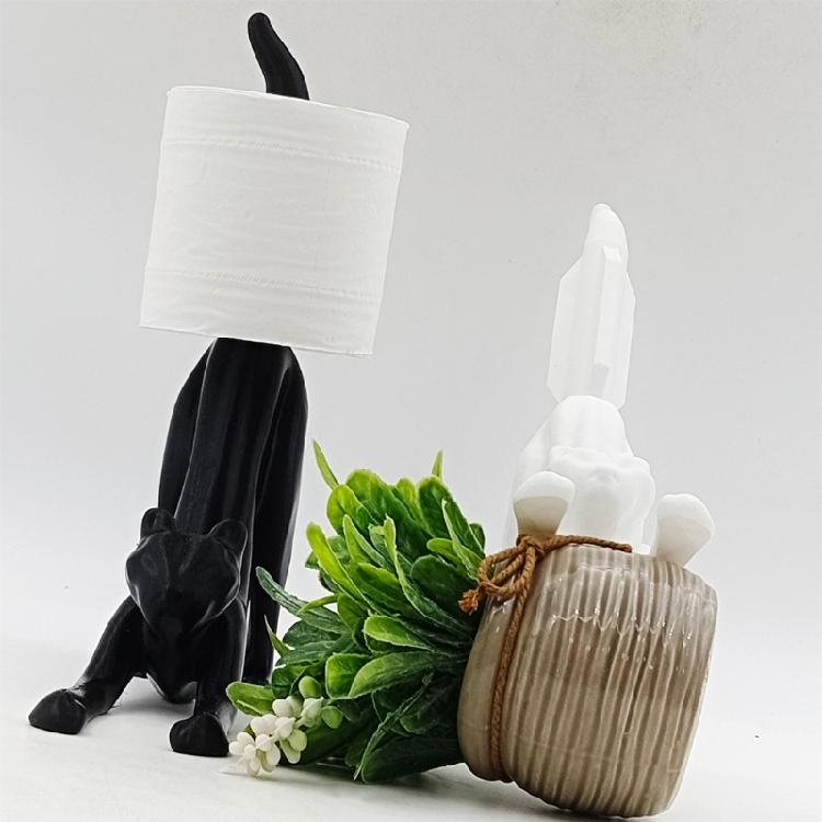 Stretch Cats Decors Toilet Roll Dispenser Multipurpose For Counter Floor Placement Kitchen Bathroom Plastic Organizers