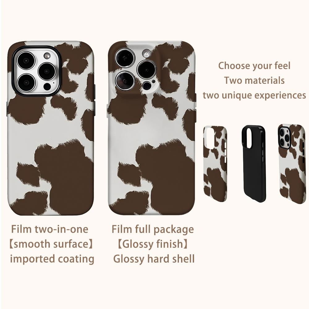 Cow Pattern Phone Case for IPhone 16 15 14 13 12 11 X XS XR XSMAX 7 8 Pro Max Plus Double-layer Back Cover