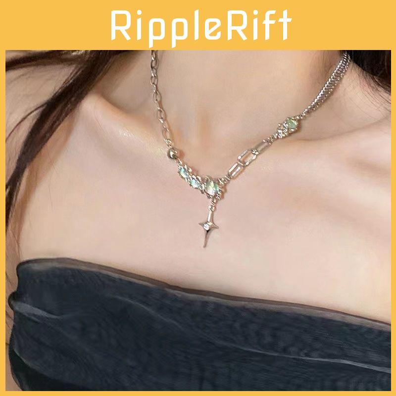 Classy And Trendy Alloy Necklace With Moonstone And Starry Design Perfect For Modern Women