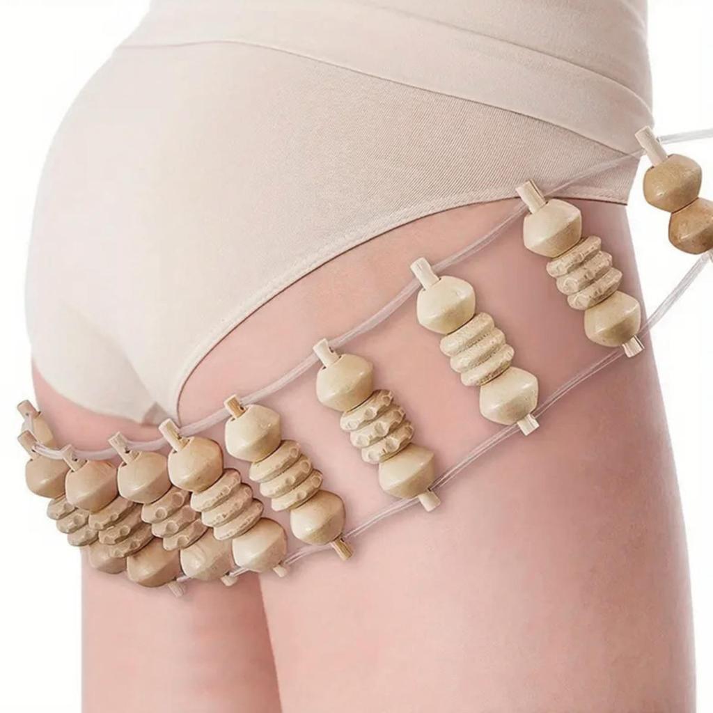 Wooden Massage Roller Rope Eliminate Local Fat Relaxation Muscle Roller Massager Portable Burrfree Lymphatic Drainage Massager