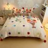Thickened Milk Fleece Four-Piece Set, Fluff Ball 1.2M Bed Sheet Three-Piece Set, Colored Little Girl
