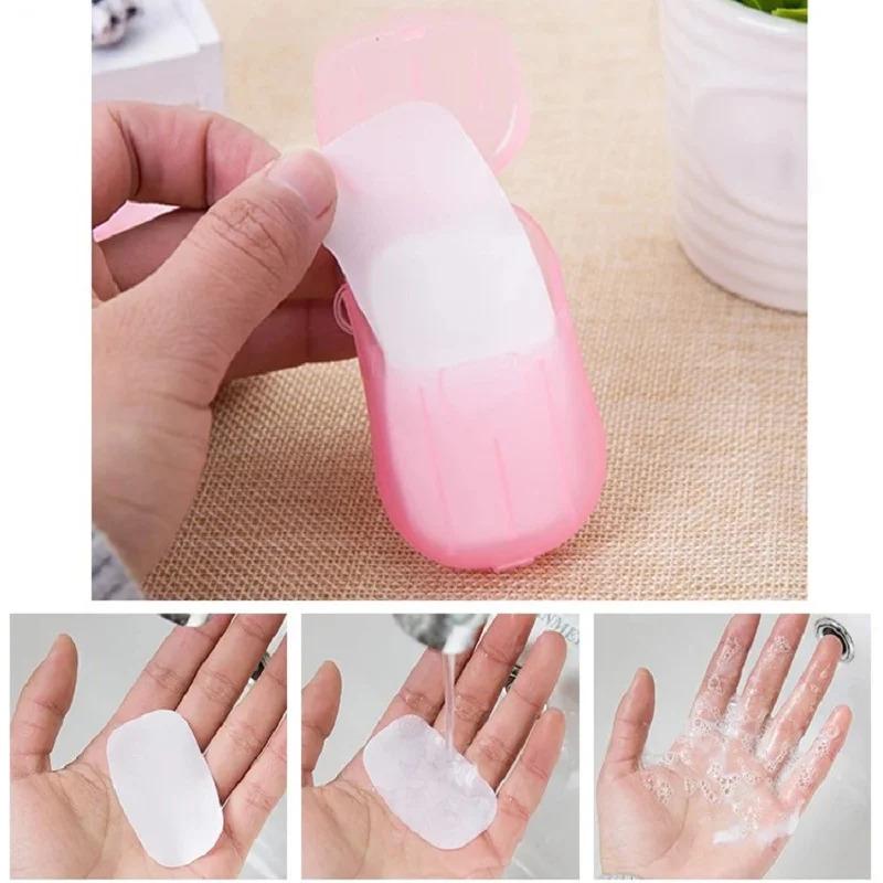 1/6Pcs Portable Soap Paper Disposable Travel Case Mini Cleaning Soaps for Washing Cleaning Hand for Outdoor Camping Hiking