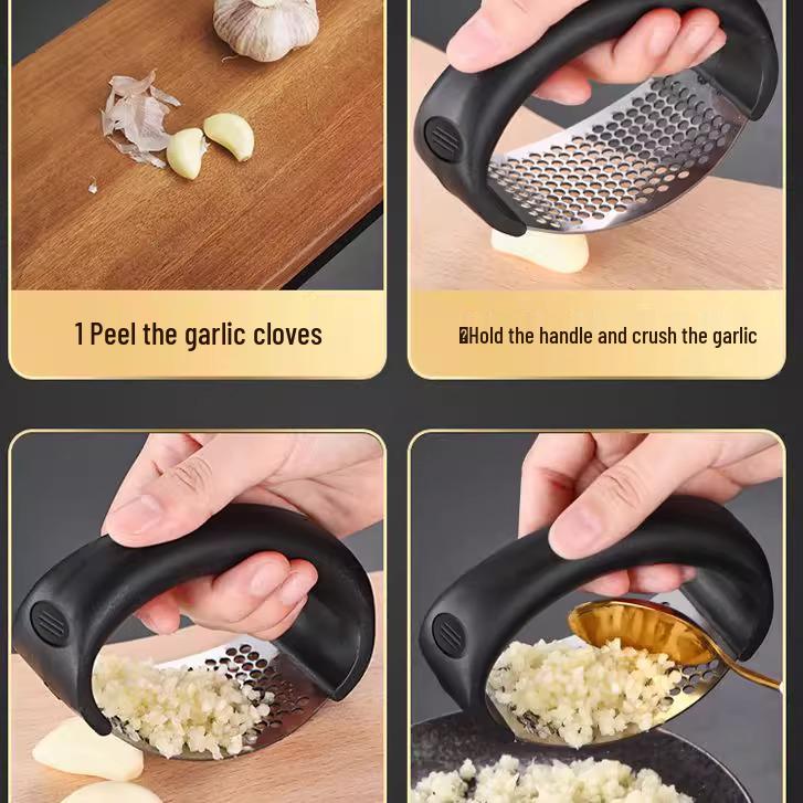 New Arrival: Set of 3 Stainless Steel Garlic Presses - Multifunctional Garlic Masher & Creative Garlic Grater.