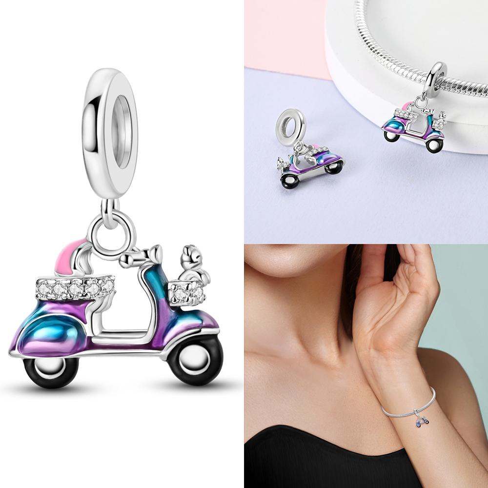 Copper Car Bicycle Series Charms Beads Pendants Fit Original Bracelet Diy For Women Jewelry Gift