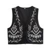 Fashion Style 2024 Autumn New Women's Clothing Stylish V-neck All-Matching Slimming Embroidered Sleeveless Retro Vest