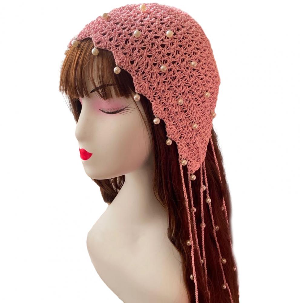 Women Hat Solid Color Faux Pearl Design Super Soft Breathable Wear Resistant Women Spring Autumn Knitted Hat Beanie Cap Decor Fo