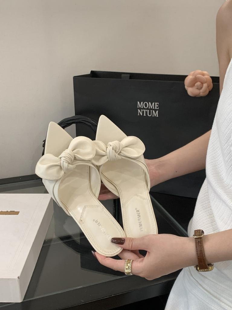 2025 Europe, America and Europe Butterfly Pointed Head Sexy Stiletto Slippers Large Size 10CM