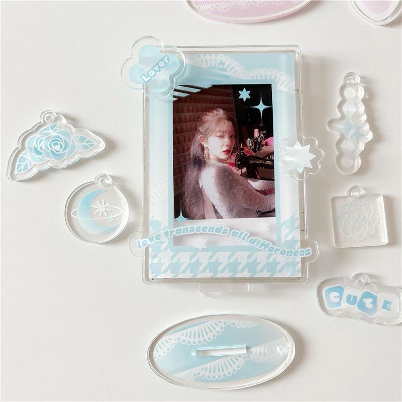 3 Inch Acrylic Photo Frame Idol Postcards Display Photo Cards Decoration Card Holder Fashion Chain Stand Card Protective Case