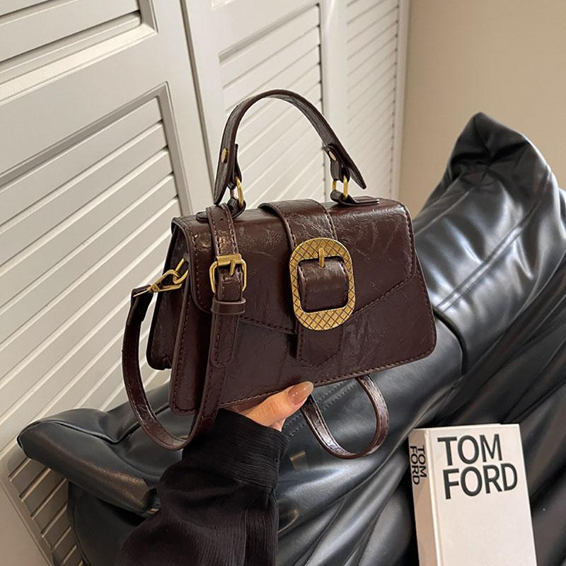 Light Luxury Fashion Mini Small Square Bag Simple High-End Design Sense Crossbody Bag Women  Korean Oil Wax Leather Handbag