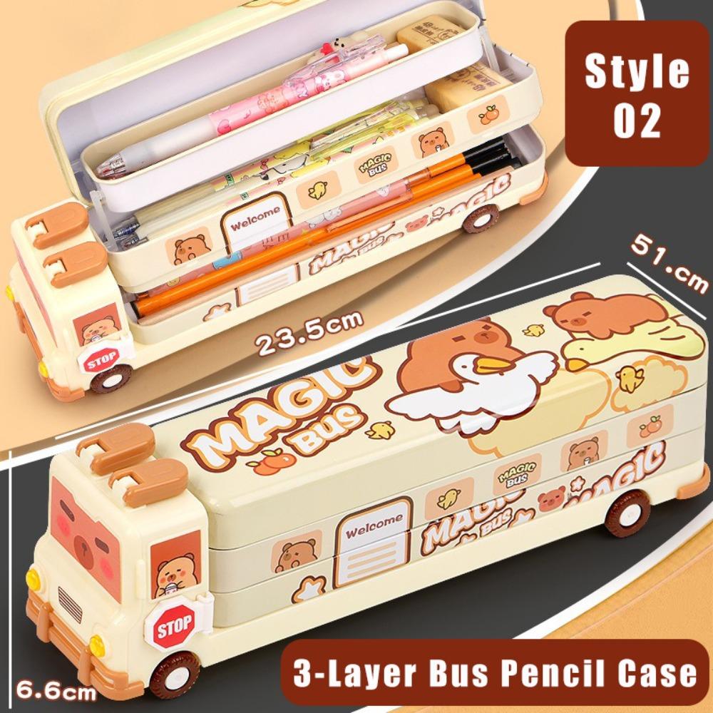 Capybara Pencil Case Bus Shape Stationery Organizer New Stationery Storage Box  Students