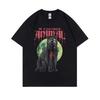 Satanic Cat Funny Meme Tshirt Vintage Demon Black Cat Graphic TShirts Unisex Women Casual Cotton Oversized Short Sleeve T Shirts
