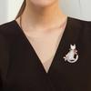 Cherry Blossom Kitten Brooch, A Fashionable and Cute Crystal Animal Brooch with A Niche Design Sense for Women