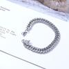Stainless Steel Silver Color Punk Hand Chain Men's Bracelets Punk Jewelry Heavy Chain Bracelets