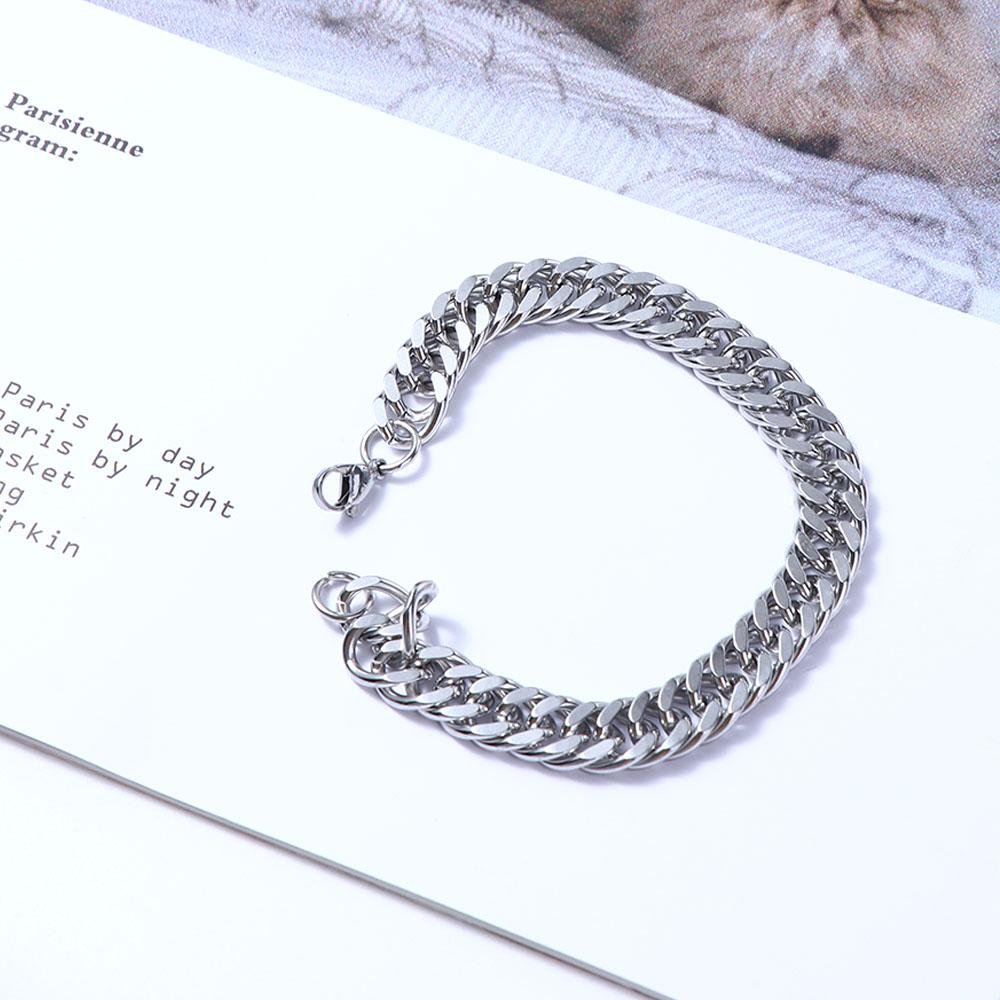 Stainless Steel Silver Color Punk Hand Chain Men's Bracelets Punk Jewelry Heavy Chain Bracelets