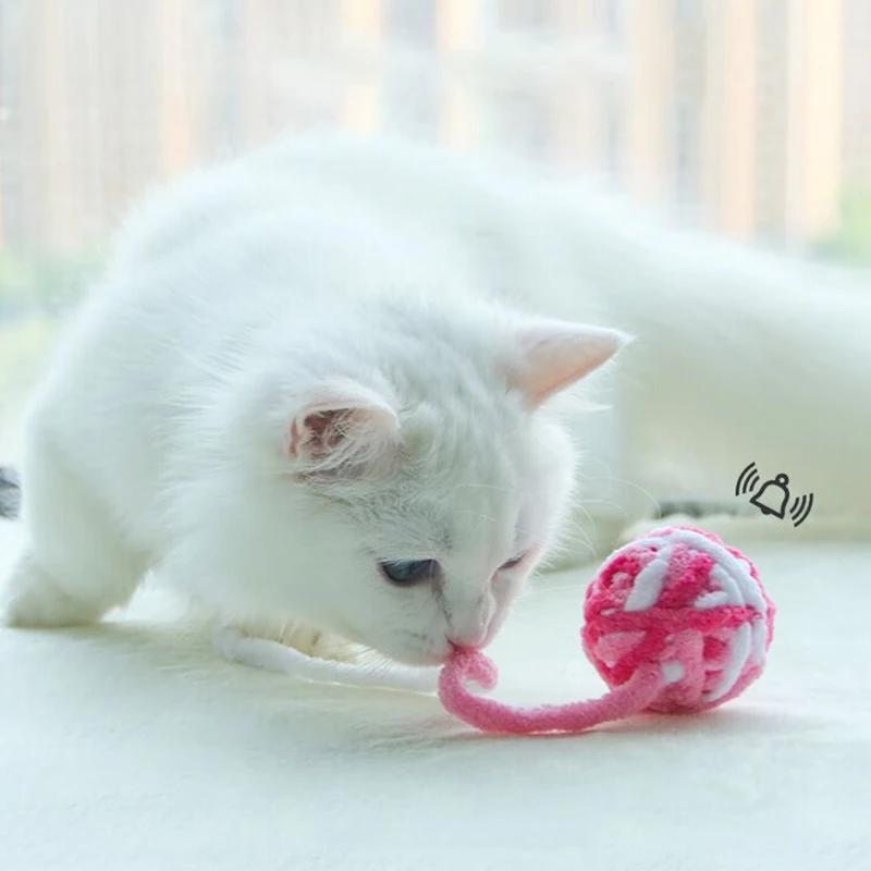 

2026 Funny Cat Toys Colorful Yarn Balls with Bell Sounding Interactive Chewing Toy for Kitten Stuffed Toy Ball Cat Toys Supplies