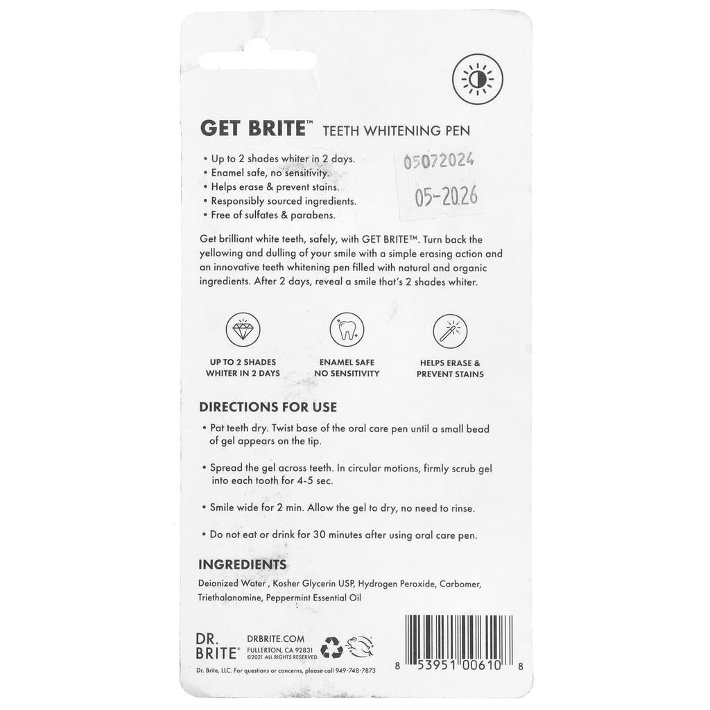 Dr. Brite Get Brite™, Teeth Whitening Pen, 4 Ml (0.14 Fl Oz)