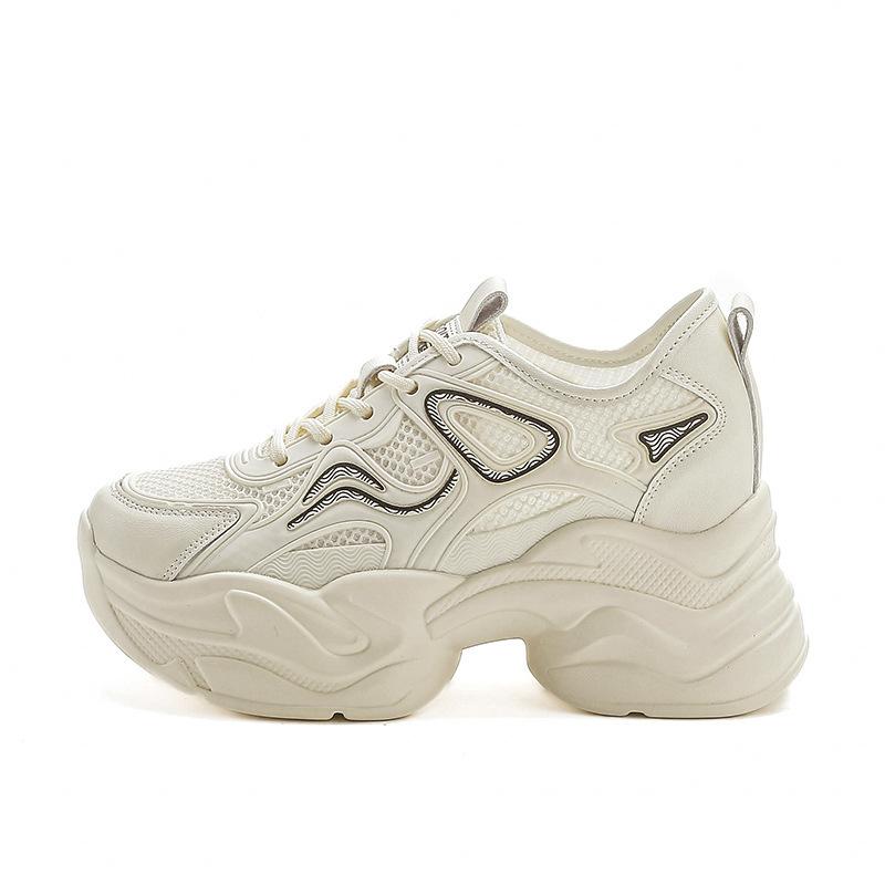 

Fashion 9cm Height Increasing Shoes Women Summer Air Mesh Breathable Wedges Chunky Platform Hidden Heel Casual Sneakers Ladies 39