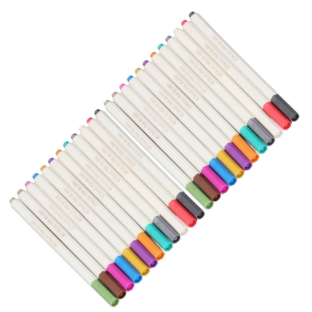 24Pcs Metallic Marker Pens 24 Colors for Photo Album Black Paper Card Making Rock Art Painting