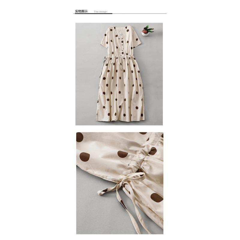 Women's Waist Slimming A-line Skirt Simple Polka Dot Dress MIDI Skirt
