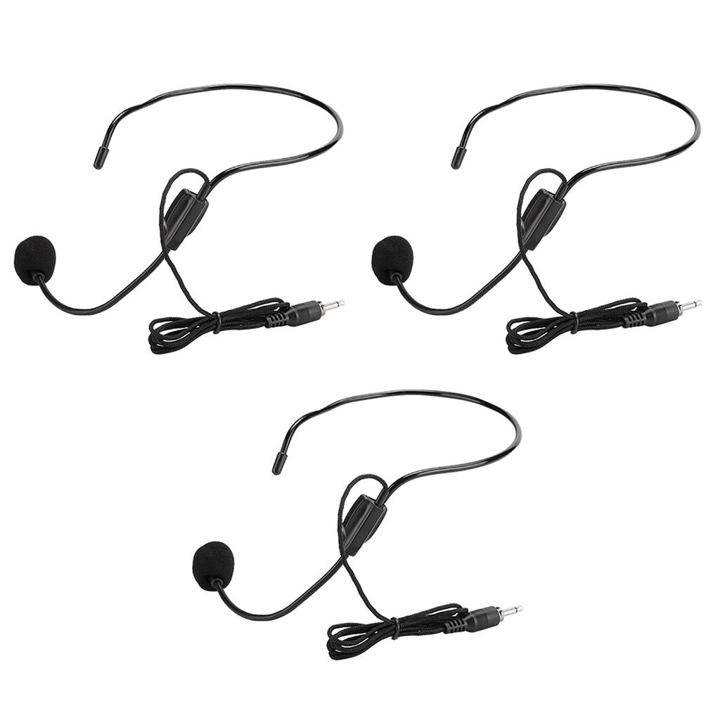 3Pcs 3.5 mm Screw Plug Wired Head Condenser Microphone Headset Mic for Shopping Guide Guider
