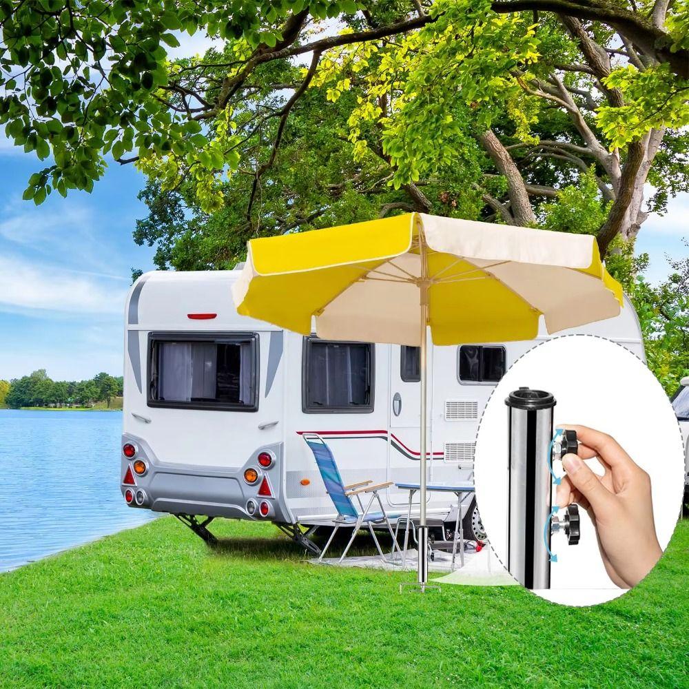 4 Nägel Strandsonnenschirmständer Tragbar Outdoor Fahnenmast Halter Camping Sonnenschirm Basis Sonnenschutz