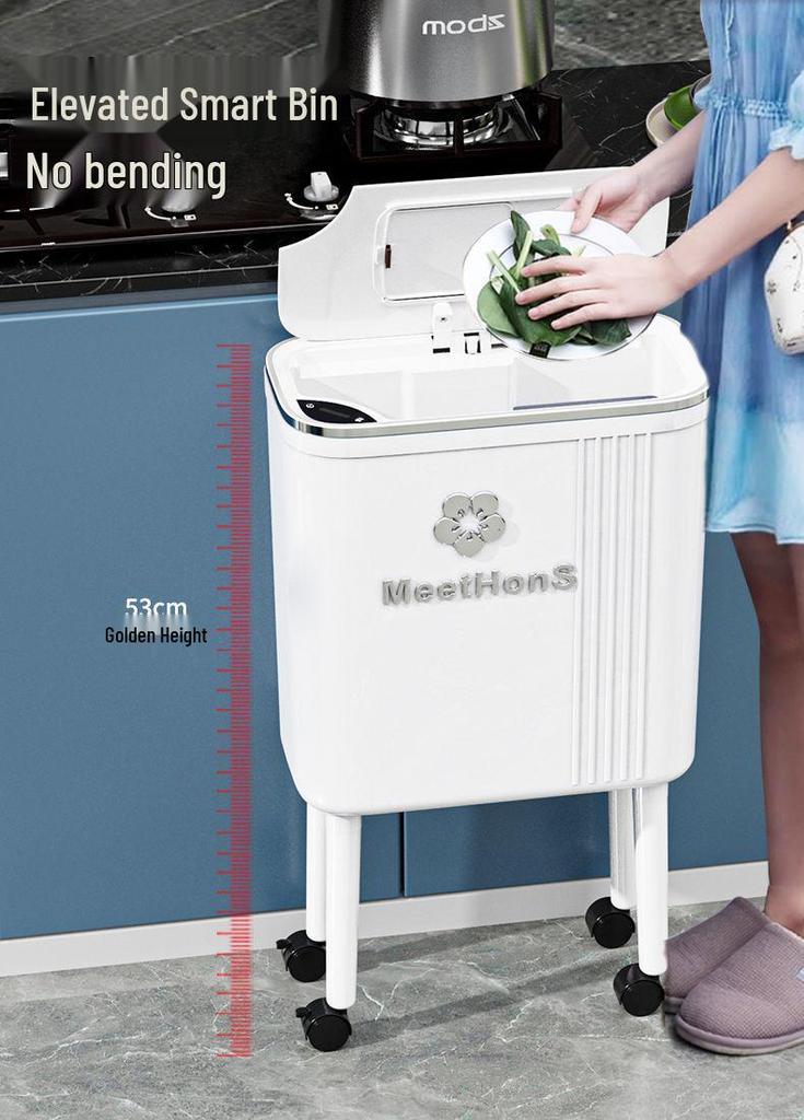 Large Smart Sensor Trash Can with Lid for Kitchen, Living Room, Office, and Bathroom - High-Leg Design & Large Capacity