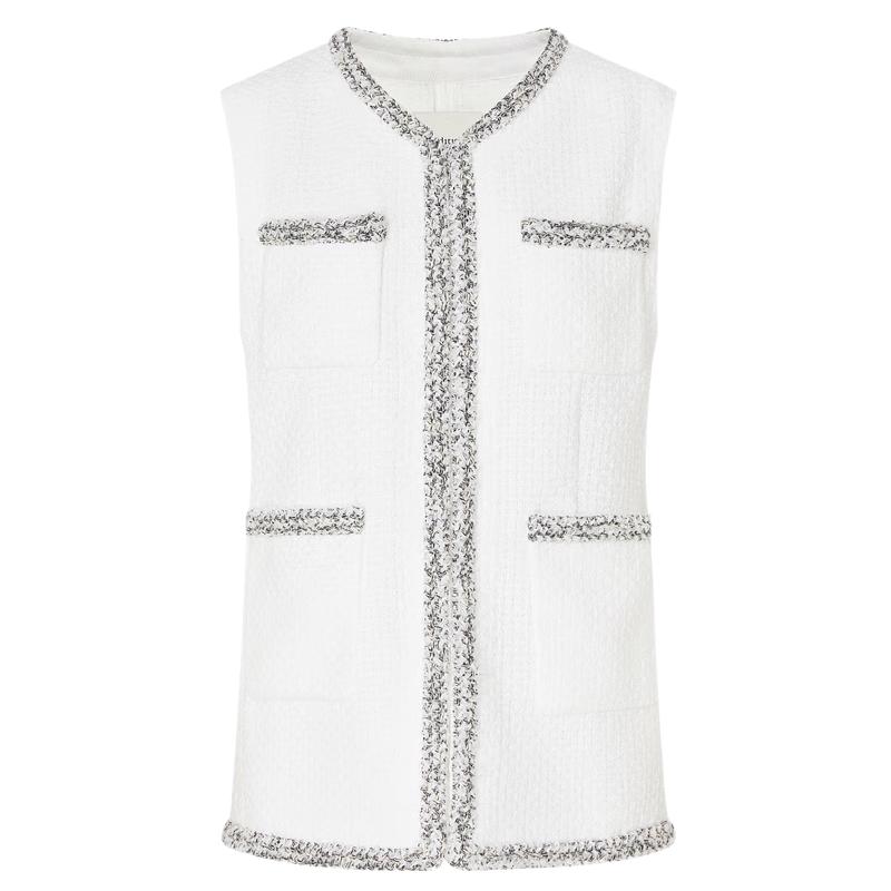

Edition White Tweed Style Long Vest XS