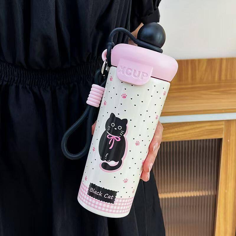 316 Large Capacity Vacuum Cup Girl Good-looking Kettle Student School Cup Portable Straw Cup Good-looking Coffee