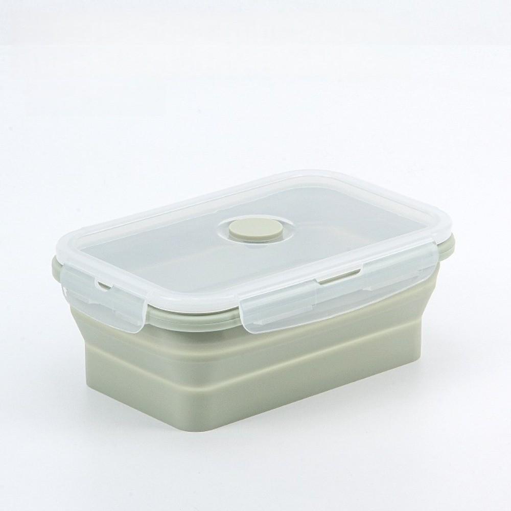 4pcs Large Capacity Silicone Lunch Box Rectangular Fresh Keeping Box Foldable Lunch Box  Adult