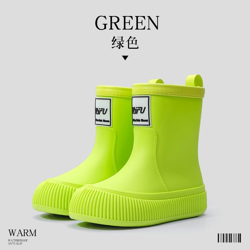 Fashion Women's Rain Boots Trendy Mid Calf Rainboots Waterproof Garden Shoes for Women Outdoor Non Slip Rubber Galosh Botas Lluvia Mujer