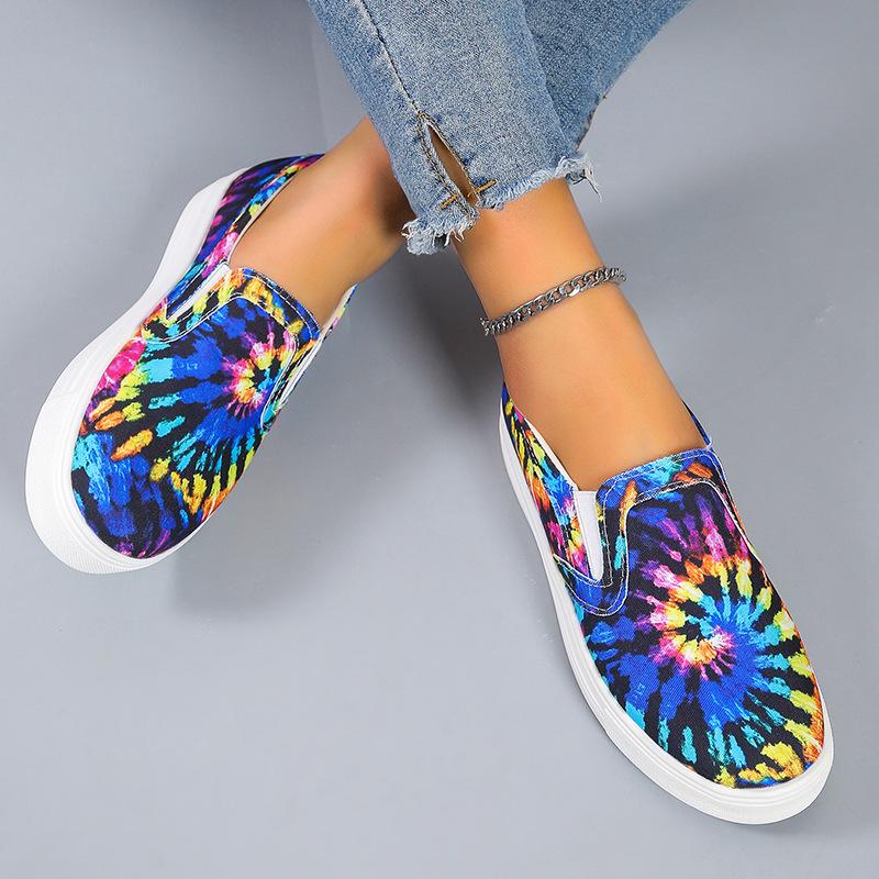 

Wish foreign trade large size round head shallow mouth low-top canvas shoes women s European and American foot graffiti lazy board shoes ebay 43