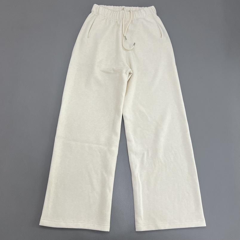 

Milk Puff Elastic Waist Drawstring Straight-Leg Pants: Minimalist, Slimming, & Versatile Women s Casual Spring Long Pants (2-Piece Set) Medium бежевый