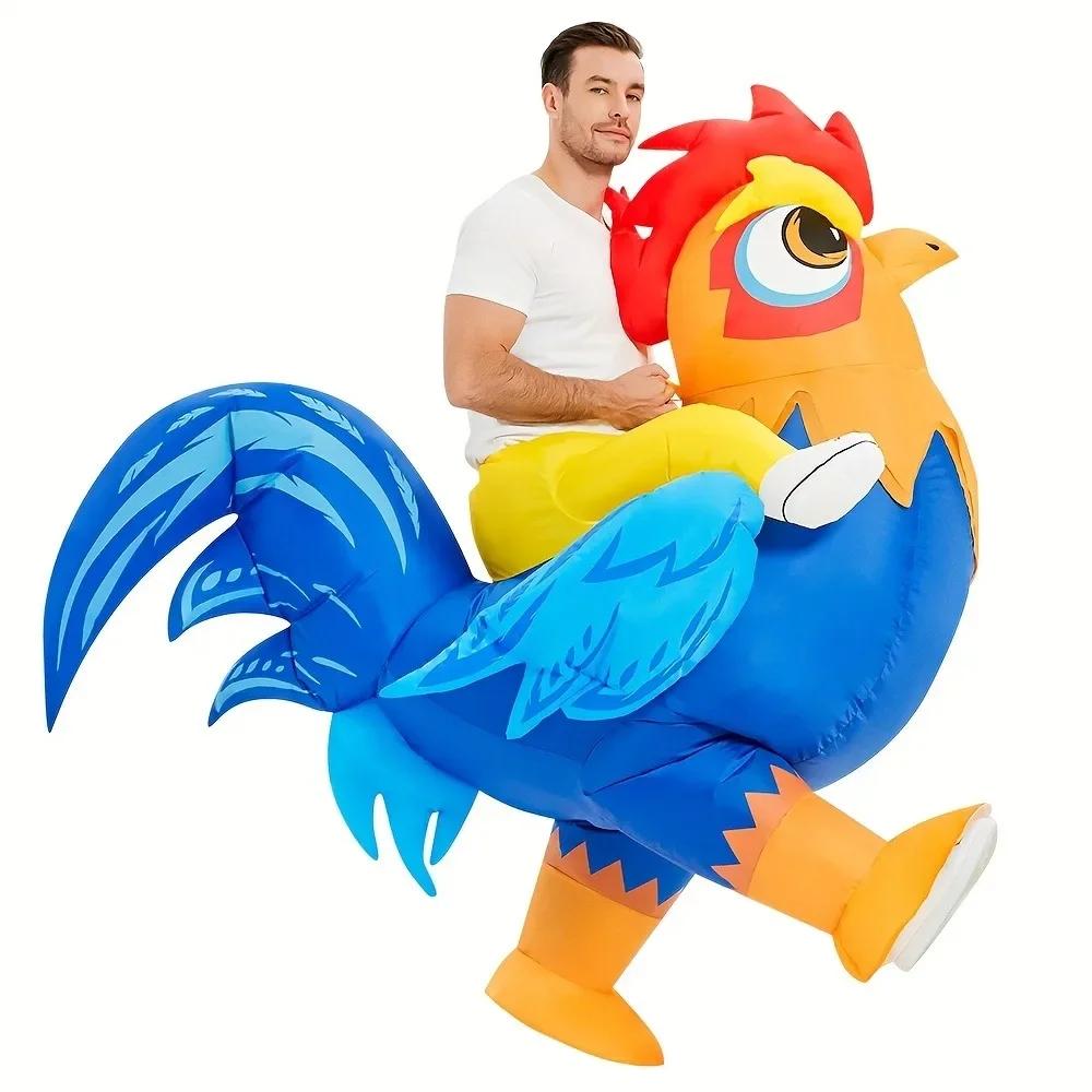 Inflatable Rooster Costume for Women Man Aldult Rooster Party Ride On Animal Blow Up Costumes Halloween
