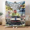 1 pezzo Coperta Morbida in Flanella Grand Theft Auto con Stampa di Designer Una coperta accogliente per tutte le stagioni, perfetta per il divano, il letto, l'ufficio