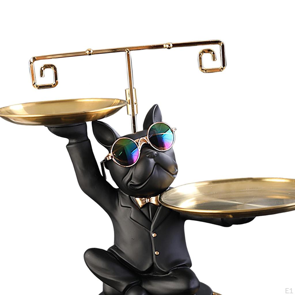 Socha Klíčenka Umělecké dílo Lehká Dekorativní Pryskyřice Úložné Středové dílo Socha psa s podnosem