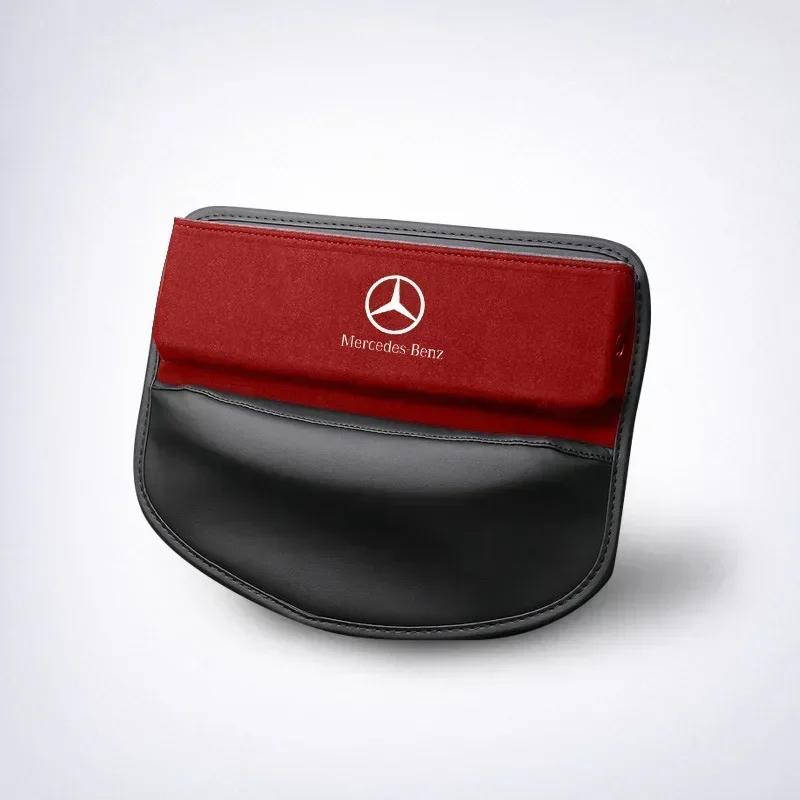 For Mercedes Benz Car Logo Seat Gap Organizer Box Storage Bag W204 W205 W203 W211 W212 W213 W201 W210 W124 W126 CLA CLK CLS GLA  Z7