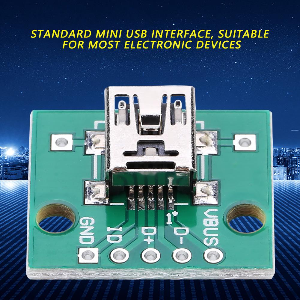 10 Stück Mini-USB auf DIP Adapterplatine 5P für 2,54 mm PCB-Platine DIY USB-Stromversorgung