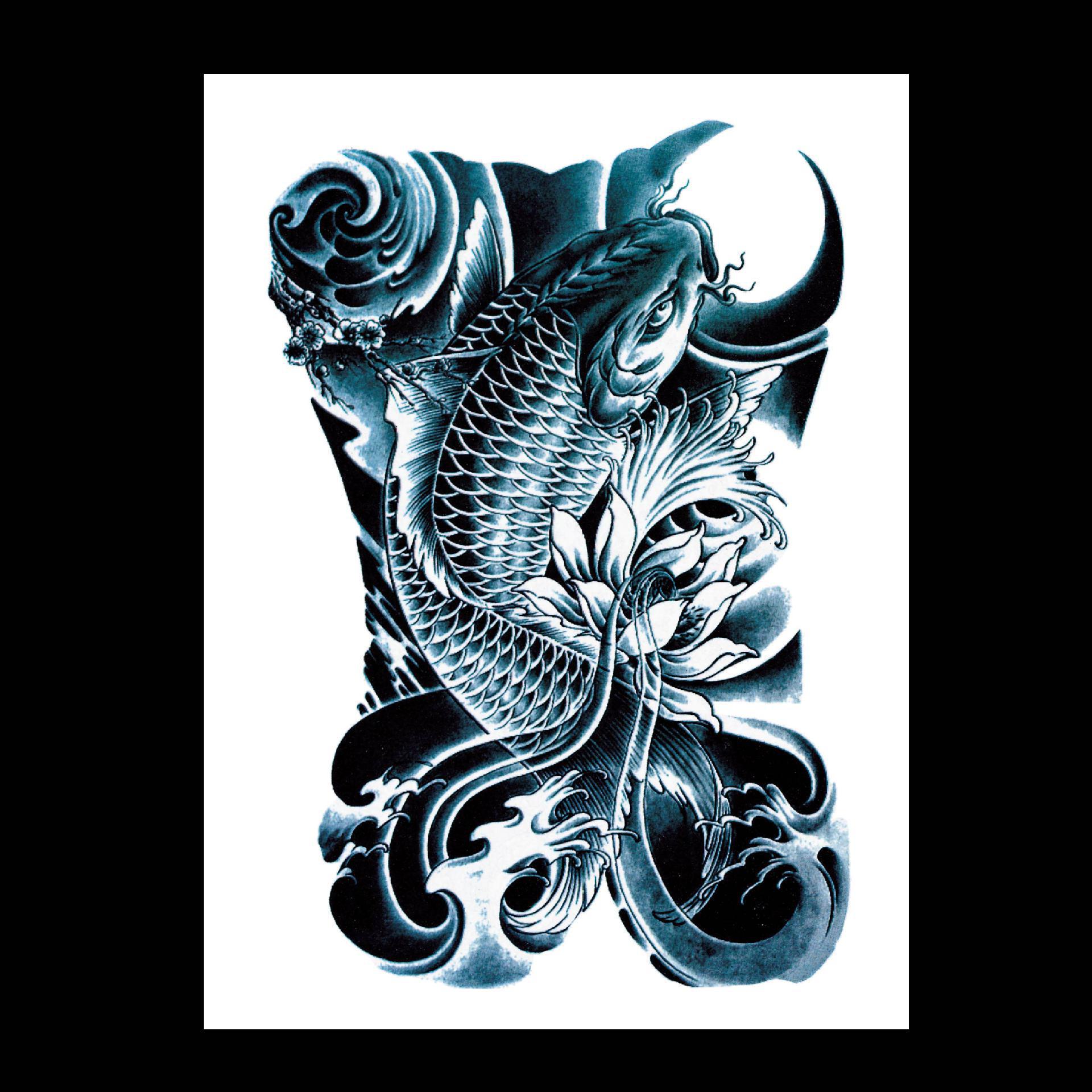 

Водонепроницаемые наклейки для татуировки: Волк, Карп, Гуань Гун, Череп, Пламя, Гейша, Крест, Сова, Цветы 12*19cm