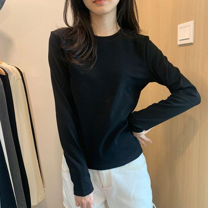 Tricou de damă cu gât U, mâneci lungi, croială slim fit - Colecția Toamnă/Iarnă