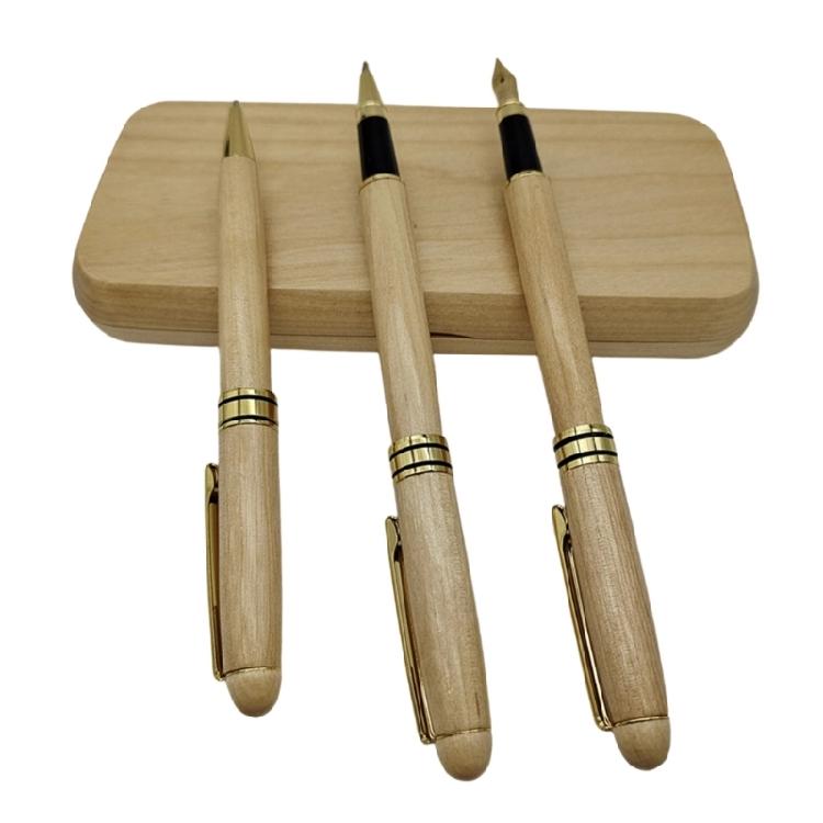Wood Pen Gifting Pen Box Set Wood Ballpoint Pen Wood Piston Filled Fountain Pen with Metal Tip For Students Adult