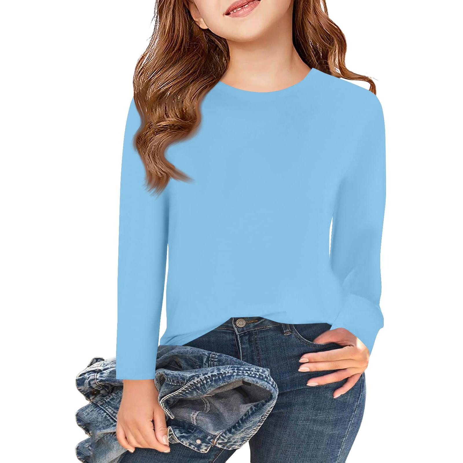 

Boy And Girls Solid Color Long Sleeved T-shirt Round Neck Solid Color T-shirt 120