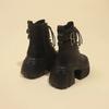 Fashion Spring Black Leather Ankle Boots Women Autumn High Platform Shoes Woman Heels Chunky Motorcycle Boots Booties Mujer
