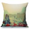 Traditional Chinese Ink Oil Painting Mountain Scenery Cotton Linen Sofa Throw Pillow Case Home Decoration Car Cushion Cover Case