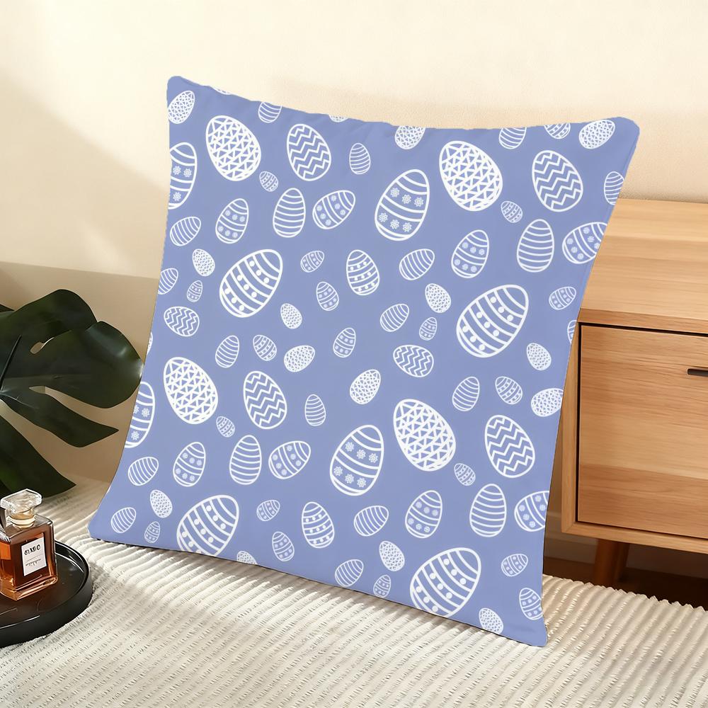 Happy Easter Cushion Cover Soft Short Plush Pillow Cover Smooth Cozy Texture Aesthetic Cushion Case Home Decor
