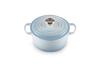 Le Creuset Litý smaltovaný hrnec Signature Cocotte Ronde 18 cm, plynová trouba Coastal Blue IH, kompatibilní s japonskou [Autorizovaný produkt]