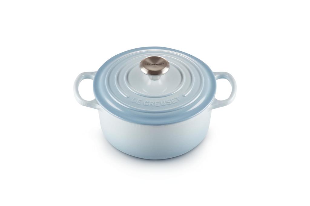 Le Creuset Litý smaltovaný hrnec Signature Cocotte Ronde 18 cm, plynová trouba Coastal Blue IH, kompatibilní s japonskou [Autorizovaný produkt]