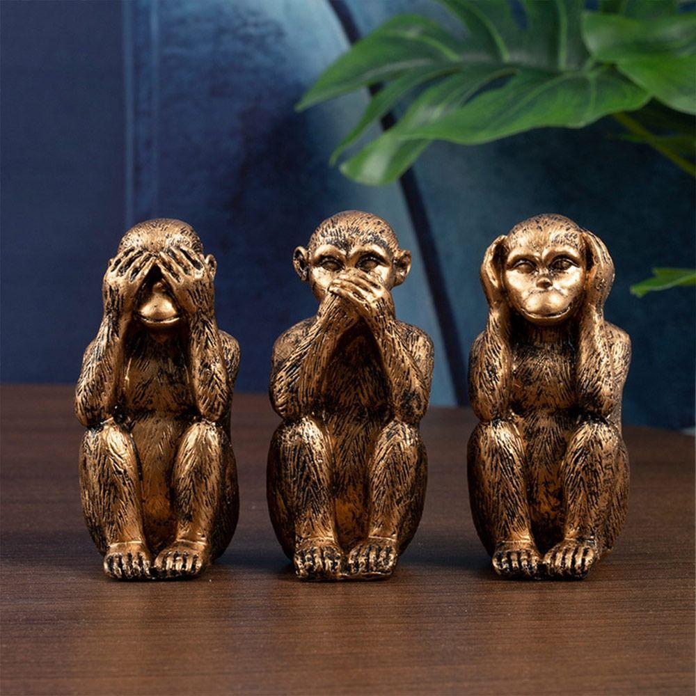 Resin Three Wise Monkeys Figurines Don't See Don't Speak Home Decor Crafts Don't Hear Creative Design Feng Shui Ornaments