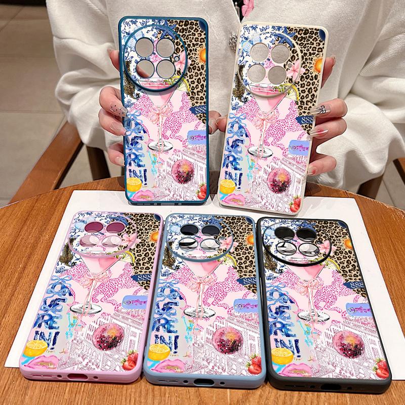 Case For OnePlus 15 13 13T 12 Pink Goblet Bowknots Disco Ball Pattern Shockproof Bumper Soft Silicone Cover For Oneplus Nord 5 13R 12R 11R 5G