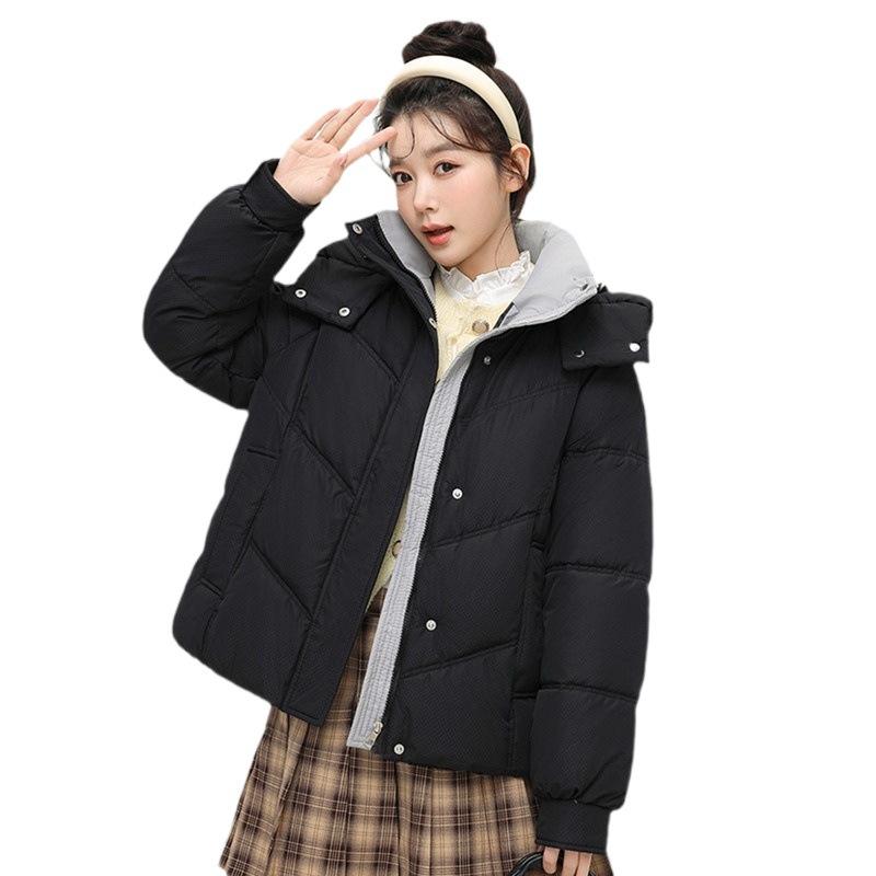 New Versatile Cotton Jacket for Women Short Thickened Bread Jacket for Winter Student Hooded Cotton Jacket